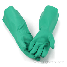 Green Chemical Resistant Safety Working Nitrile Hand Gloves